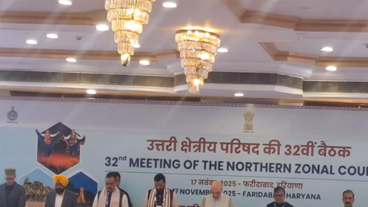 Union Home Minister Amit Shah chairs the 32nd meeting of the Northern Zonal Council in Haryana's Faridabad. (Photo/ANI) Union Home Minister Amit Shah chairs the 32nd meeting of the Northern Zonal Council in Haryana's Faridabad. (Photo/ANI)