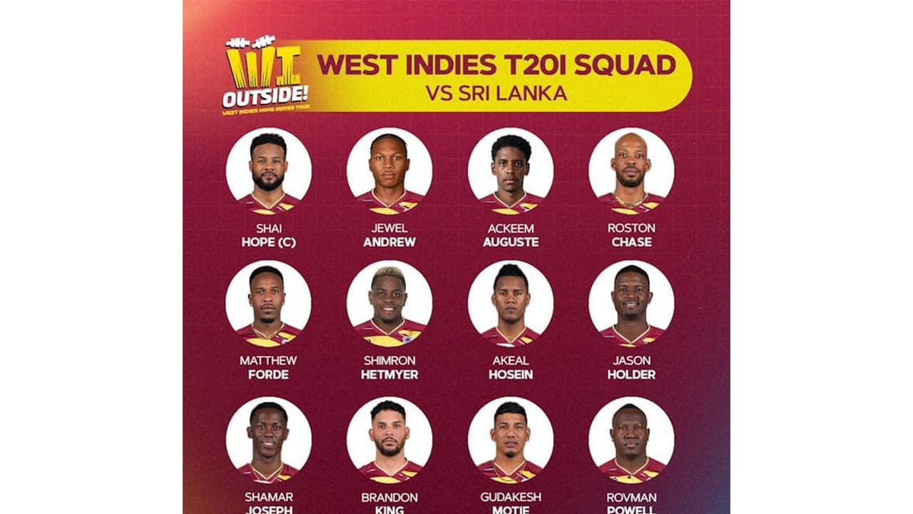 West Indies T20I squad for Sri Lanka series (Image: CWI media) West Indies T20I squad for Sri Lanka series (Image: CWI media)