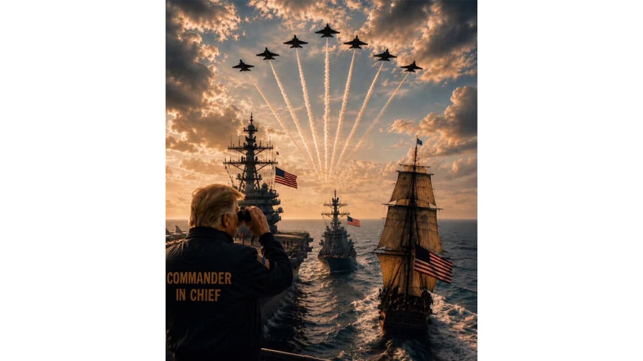 US President Donald Trump shares an AI generated military themed image (Photo/TruthSocial@realDonaldTrump) US President Donald Trump shares an AI generated military themed image (Photo/TruthSocial@realDonaldTrump)