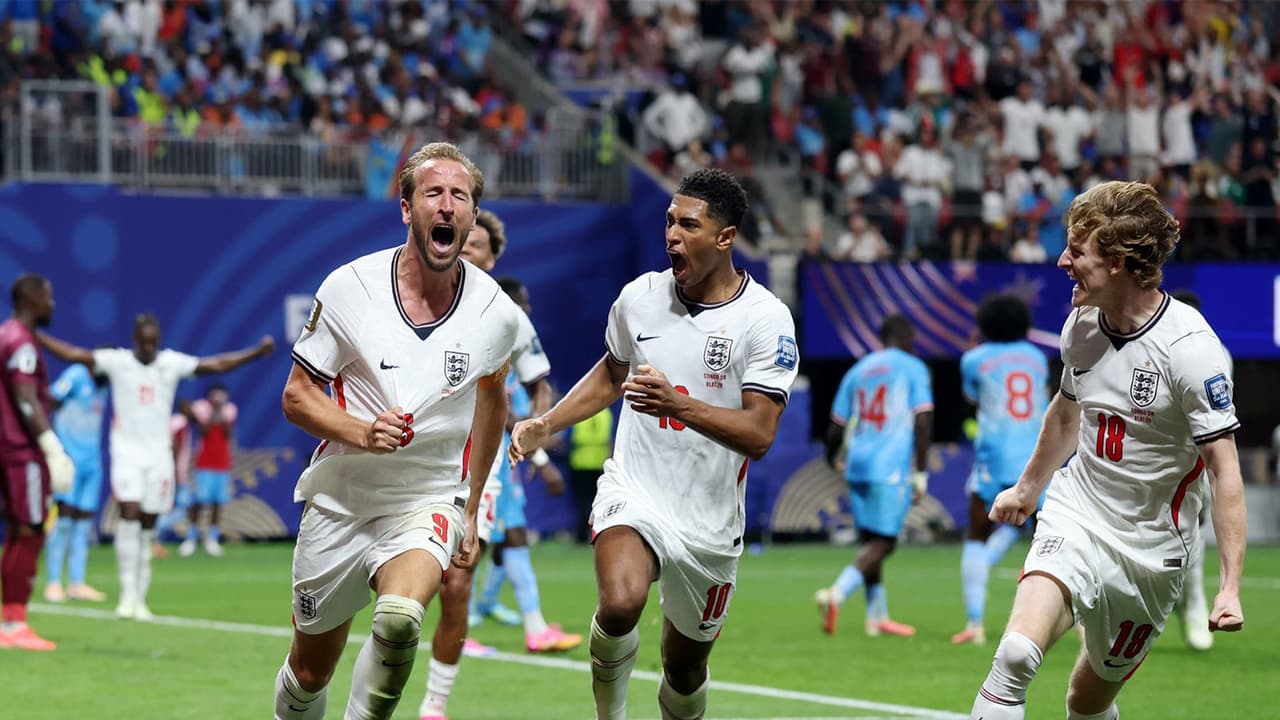 England's Harry Kane celebrating with his teammates after the win. (Photo: X/ @ England) England's Harry Kane celebrating with his teammates after the win. (Photo: X/ @ England)