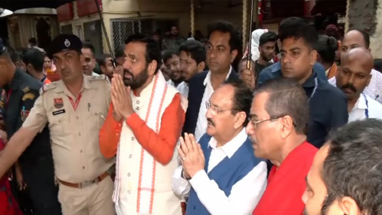 Union Minister JP Nadda and Haryana CM Nayab Singh Saini visit Kamakhya Temple in Guwahati (Photo/ANI) Union Minister JP Nadda and Haryana CM Nayab Singh Saini visit Kamakhya Temple in Guwahati (Photo/ANI)