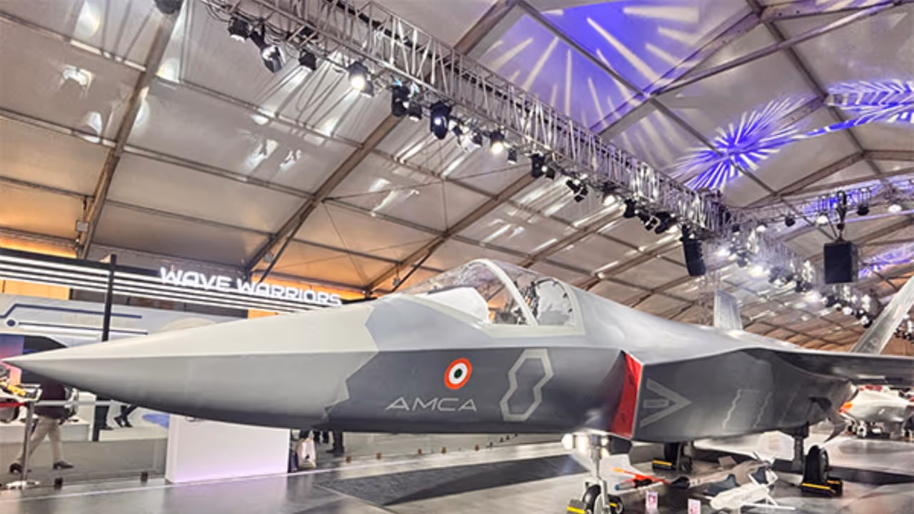 A mock up model of India's fifth generation fighter aircraft programme.(Photo/@SpokespersonMoD) A mock up model of India's fifth generation fighter aircraft programme.(Photo/@SpokespersonMoD)