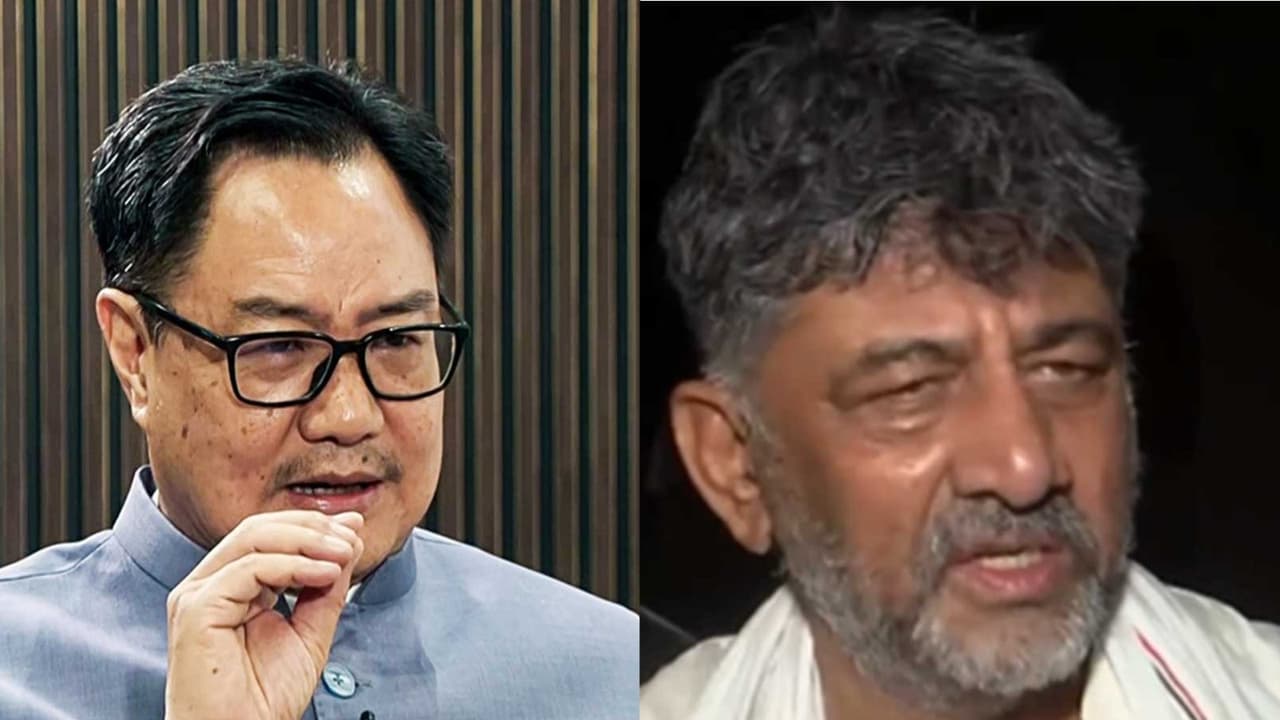 Union Parliamentary Affairs Minister Kiren Rijiju and Karnataka CM DK Shivakumar (Photo/ANI) Union Parliamentary Affairs Minister Kiren Rijiju and Karnataka CM DK Shivakumar (Photo/ANI)