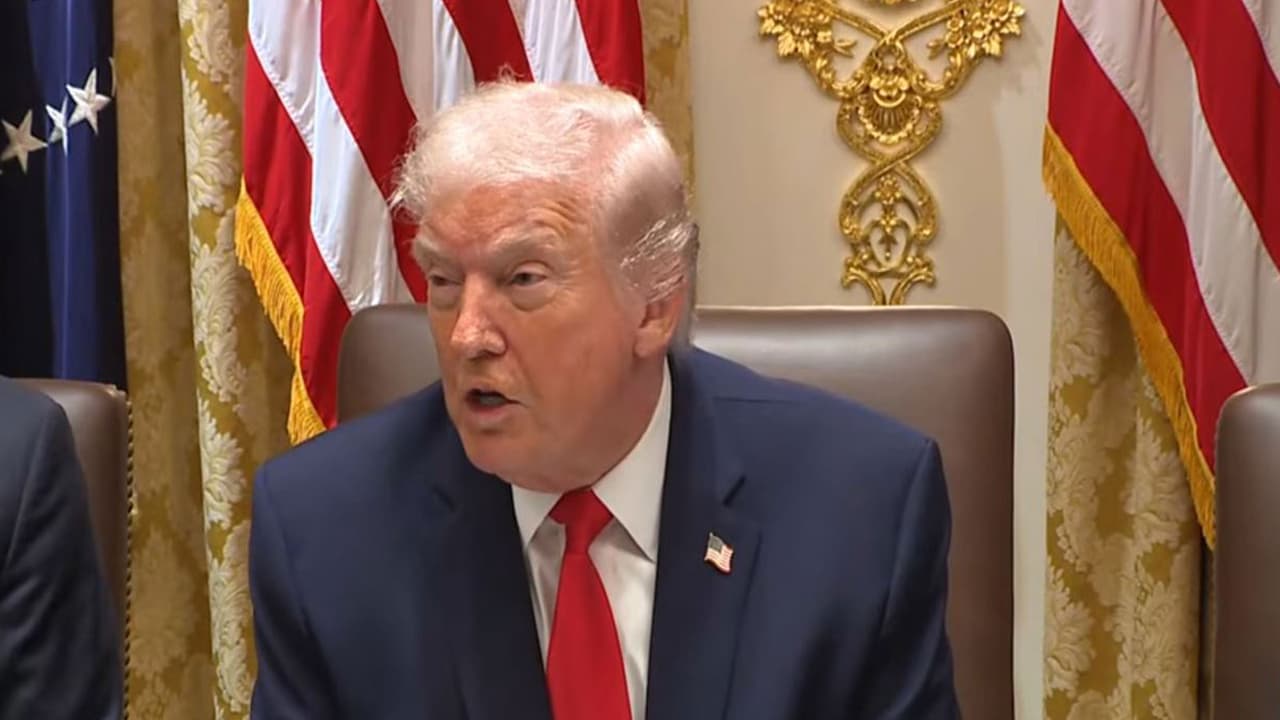 US President Donald Trump addresses a Cabinet meeting at the White House. (Image Source: The White House/YouTube) US President Donald Trump addresses a Cabinet meeting at the White House. (Image Source: The White House/YouTube)