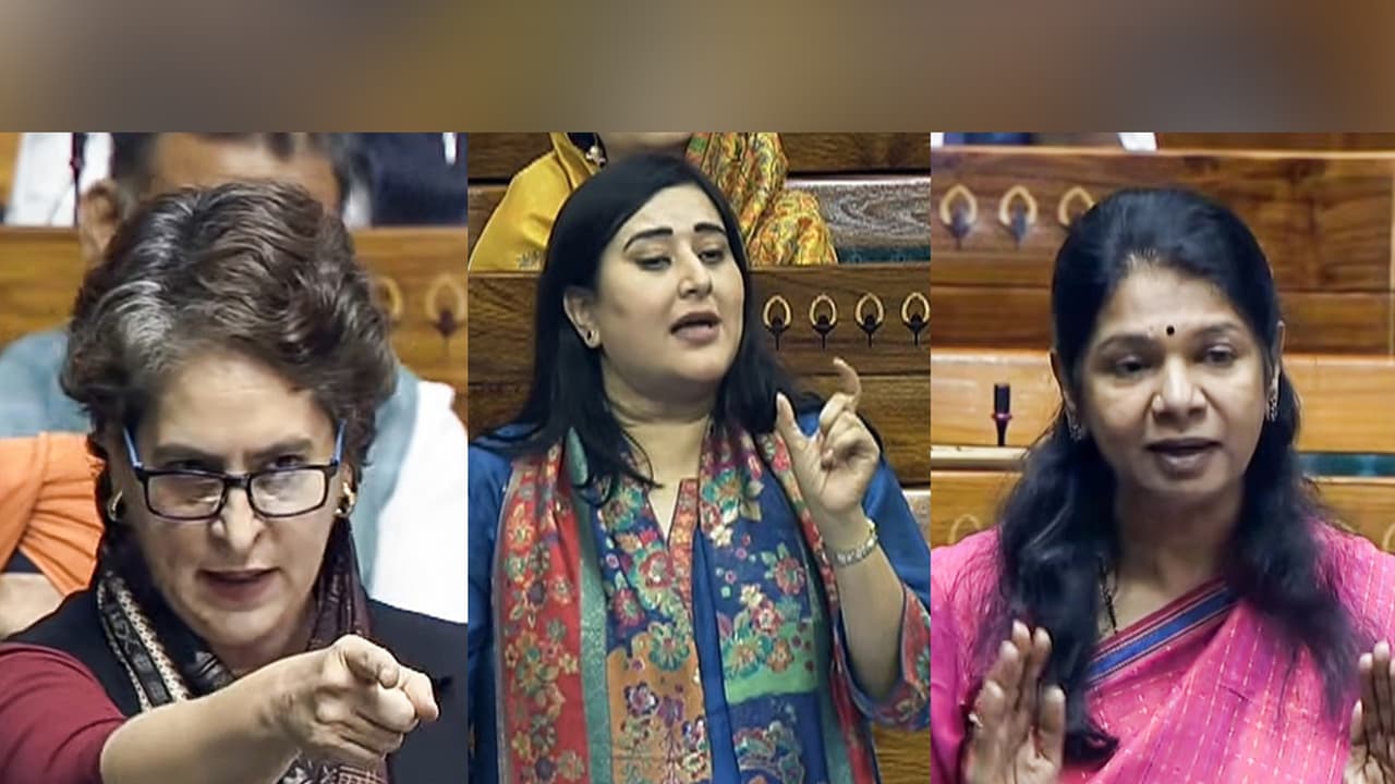 Priyanka Gandhi Vadra, Kanimozhi Karunanidhi, and Bansuri Swaraj speaks in Parliament. (Photo/ANI) Priyanka Gandhi Vadra, Kanimozhi Karunanidhi, and Bansuri Swaraj speaks in Parliament. (Photo/ANI)