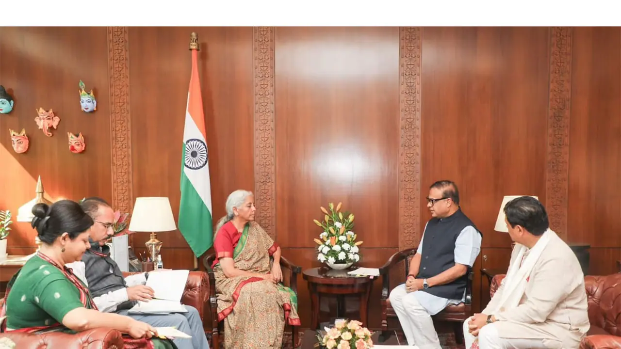 Assam CM Sarma and Meghalaya CM Conrad K Sangma meets Union Finance Minister Nirmala Sitharaman (Photo/@himantabiswa) Assam CM Sarma and Meghalaya CM Conrad K Sangma meets Union Finance Minister Nirmala Sitharaman (Photo/@himantabiswa)