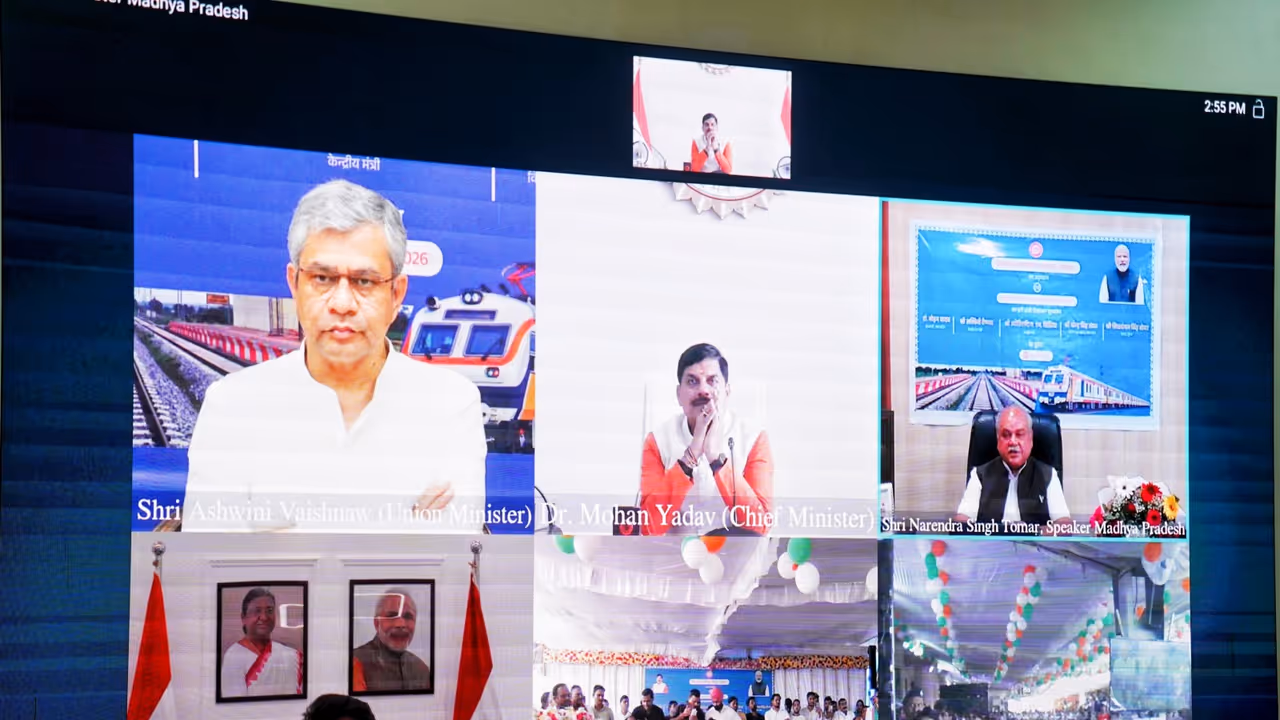 Virtual inauguration of Kailaras Sabalgarh Birpur rail section (Photo/X/@DrMohanYadav51) Virtual inauguration of Kailaras Sabalgarh Birpur rail section (Photo/X/@DrMohanYadav51)