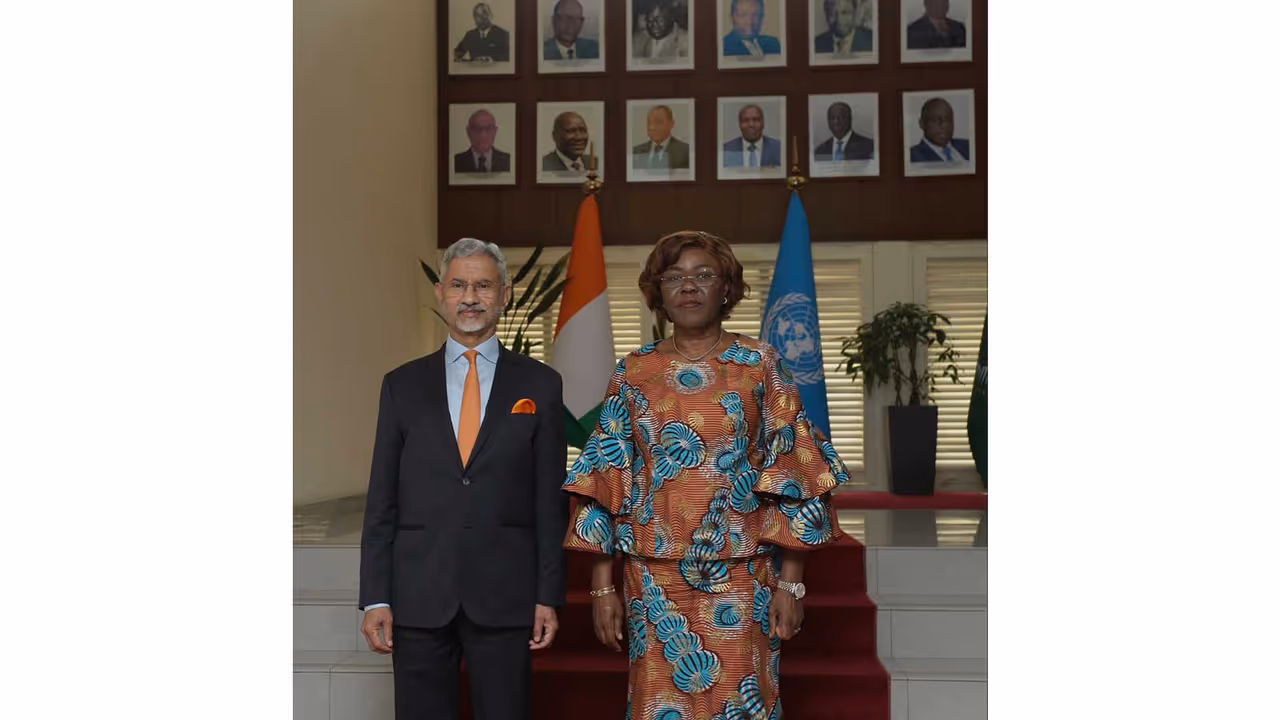 External Affairs Minister S Jaishankar met with Côte d'Ivoire's Minister of State for Foreign Affairs and International Cooperation Nialé Kaba in Abidjan (Photo: x/@DrSJaishankar) External Affairs Minister S Jaishankar met with Côte d'Ivoire's Minister of State for Foreign Affairs and International Cooperation Nialé Kaba in Abidjan (Photo: x/@DrSJaishankar)