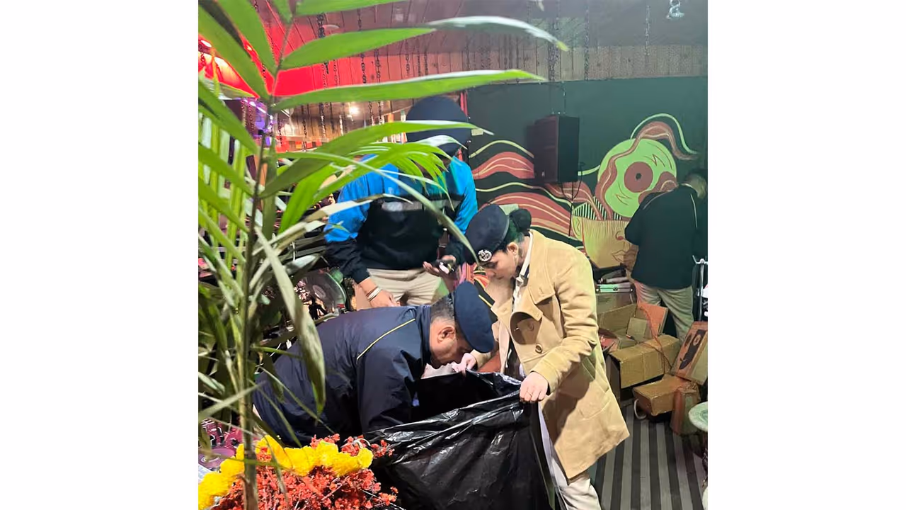 Visual of Himachal Pradesh police raid at party (Photo/ANI) Visual of Himachal Pradesh police raid at party (Photo/ANI)