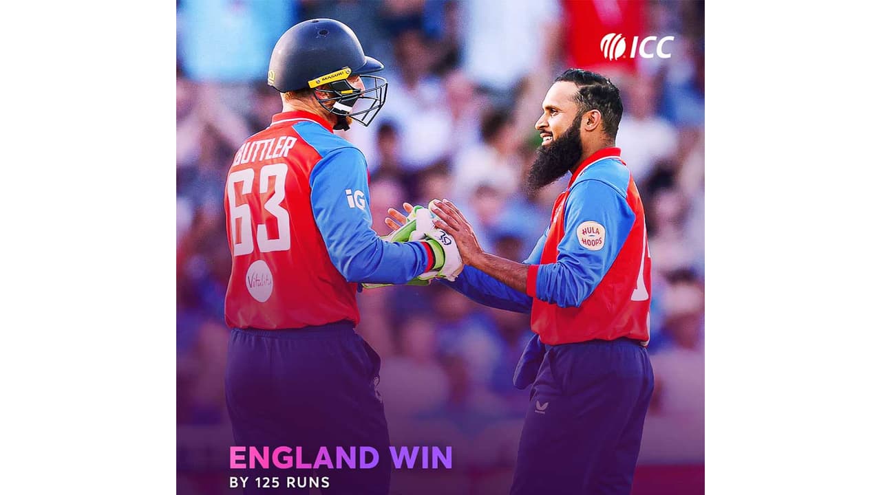 Adil Rashid celebrating his wicket (Photo: @ICC X) Adil Rashid celebrating his wicket (Photo: @ICC X)