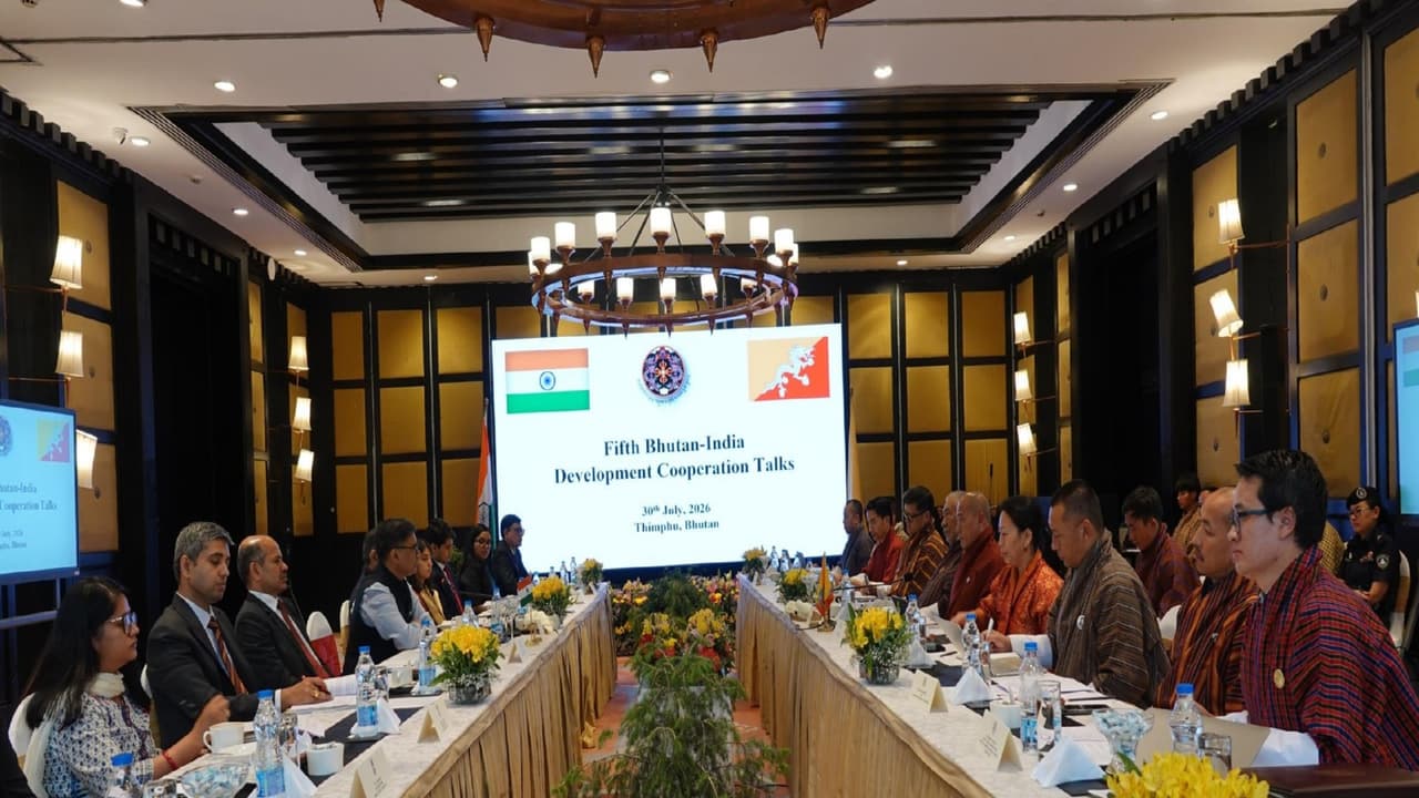 Foreign Secretary Vikram Misri met his Bhutanese counterpart, Dasho Pema Lektup Dorji, in Thimphu to review India backed development projects under Bhutan's 13th Five Year Plan. (Photo: X/@Indiainbhutan) Foreign Secretary Vikram Misri met his Bhutanese counterpart, Dasho Pema Lektup Dorji, in Thimphu to review India backed development projects under Bhutan's 13th Five Year Plan. (Photo: X/@Indiainbhutan)