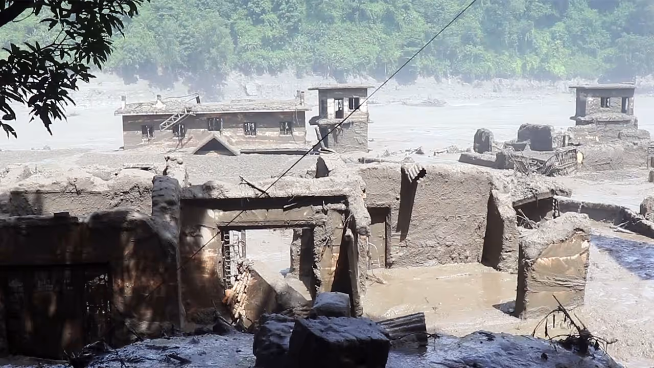 Flash flood ravages Nepal’s Rasuwa (Photo/ANI) Flash flood ravages Nepal’s Rasuwa (Photo/ANI)