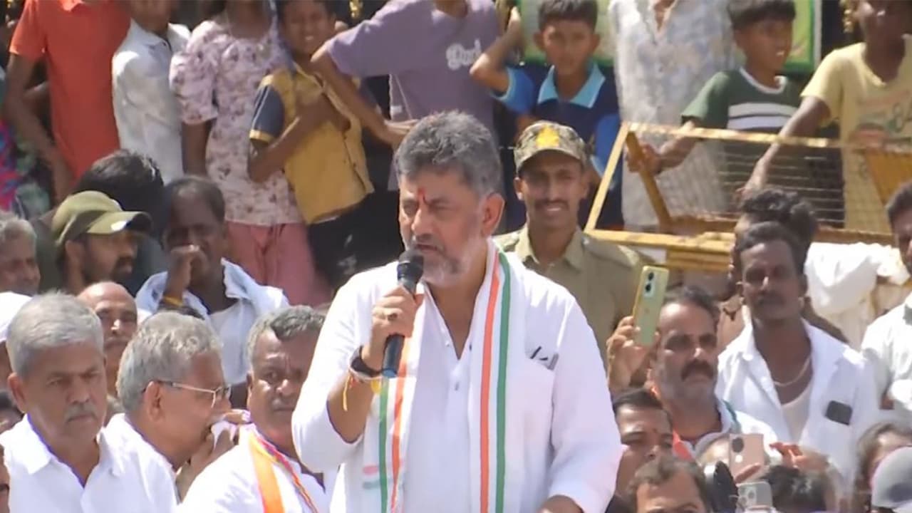 Karnataka CM DK Shivakumar in Kanakpura (Photo/ANI) Karnataka CM DK Shivakumar in Kanakpura (Photo/ANI)
