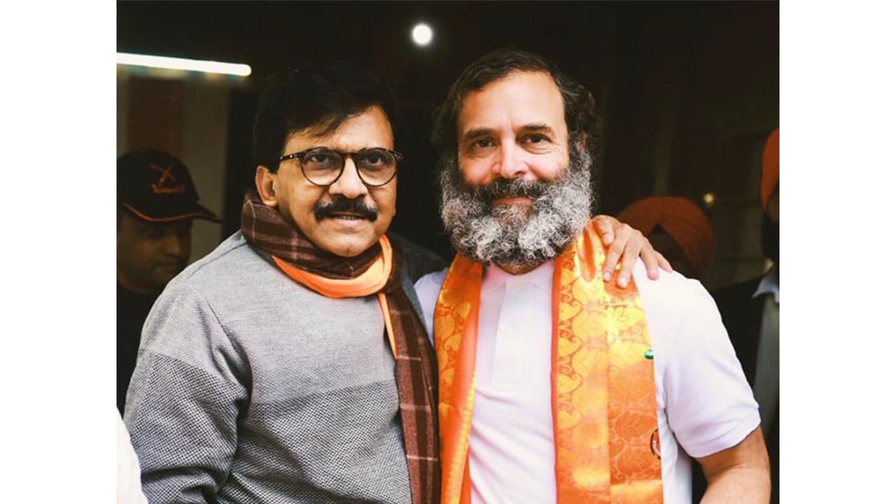 Shiv Sena (UBT) MP Sanjay Raut with Leader of Opposition (LoP) Lok Sabha Rahul Gandhi (Photo/x/ Shiv Sena (UBT) MP Sanjay Raut with Leader of Opposition (LoP) Lok Sabha Rahul Gandhi (Photo/x/