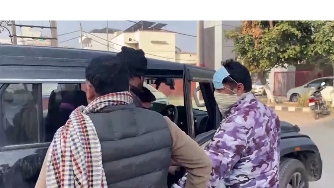 Delhi Police along with three accused leave from Ambala hospital after checkup (Photo/ANI) Delhi Police along with three accused leave from Ambala hospital after checkup (Photo/ANI)