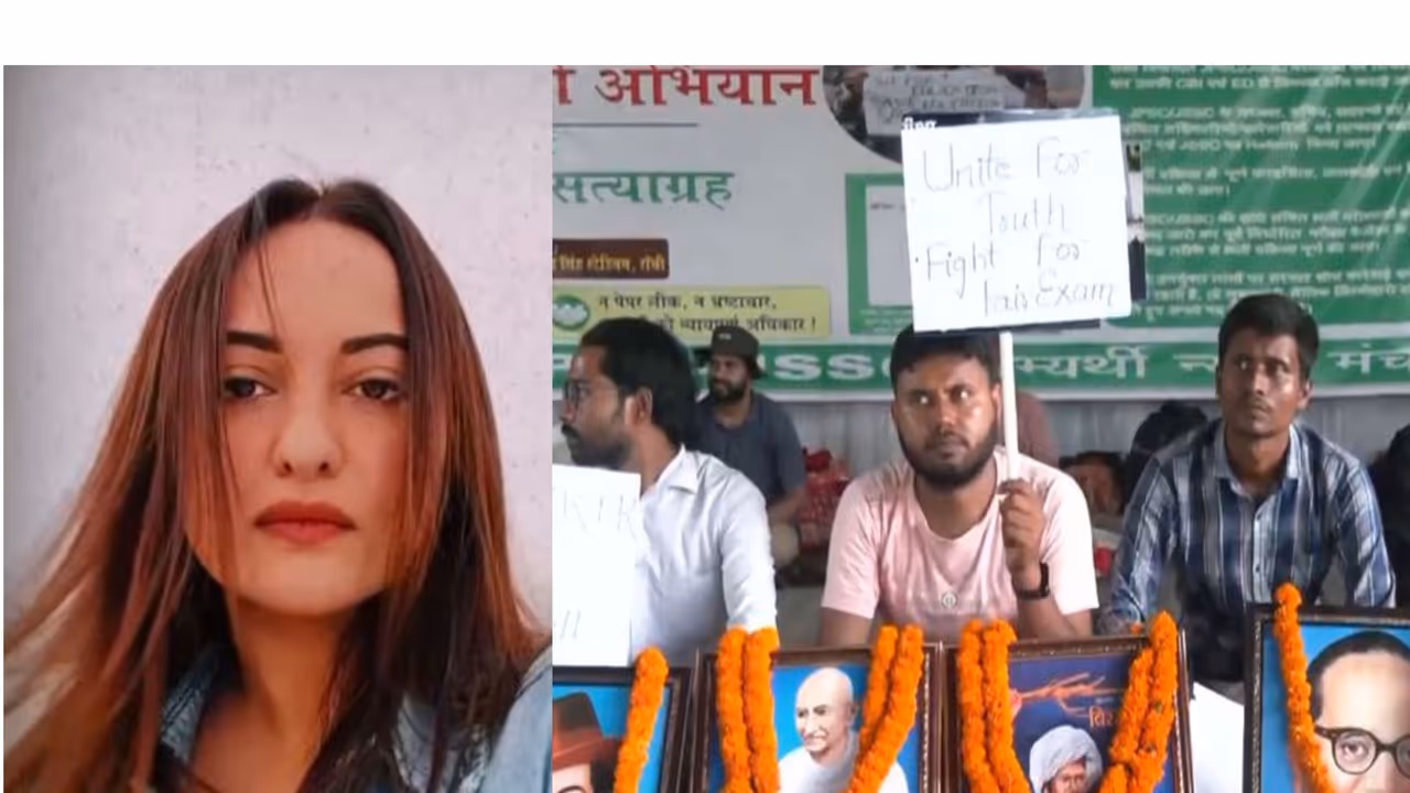 Sonakshi Sinha (Photo/Instagram@SonakshiSinha) and Students staged a protest in Ranchi (Photo/ANI) Sonakshi Sinha (Photo/Instagram@SonakshiSinha) and Students staged a protest in Ranchi (Photo/ANI)