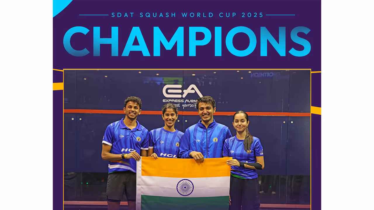 Indian squash team (Photo: X/ @AmitShah) Indian squash team (Photo: X/ @AmitShah)