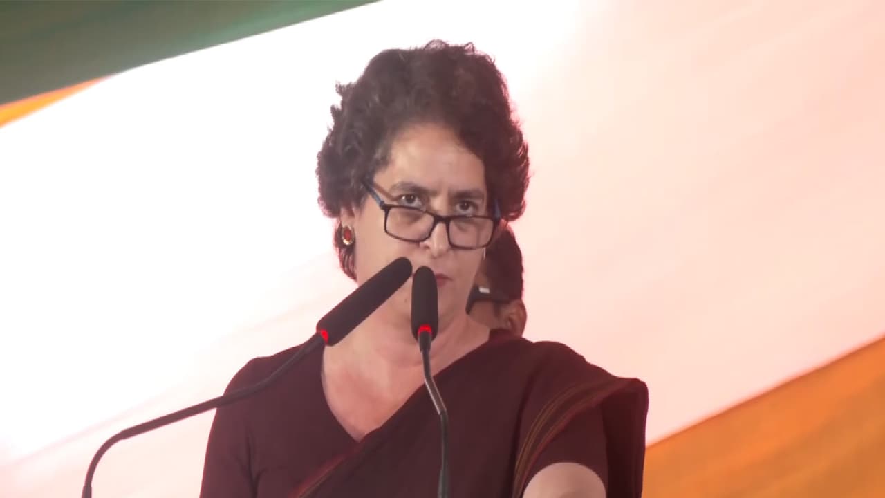 Congress leader Priyanka Gandhi Vadra at an election rally in Begusarai (Photo: ANI)
