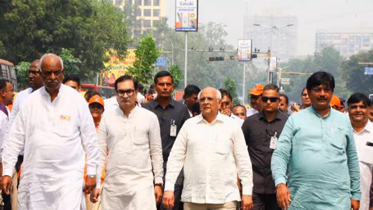Gujarat CM Bhupendra Patel participating in the ‘Seva Jyoti Yatra' (Photo/CMO) Gujarat CM Bhupendra Patel participating in the ‘Seva Jyoti Yatra' (Photo/CMO)
