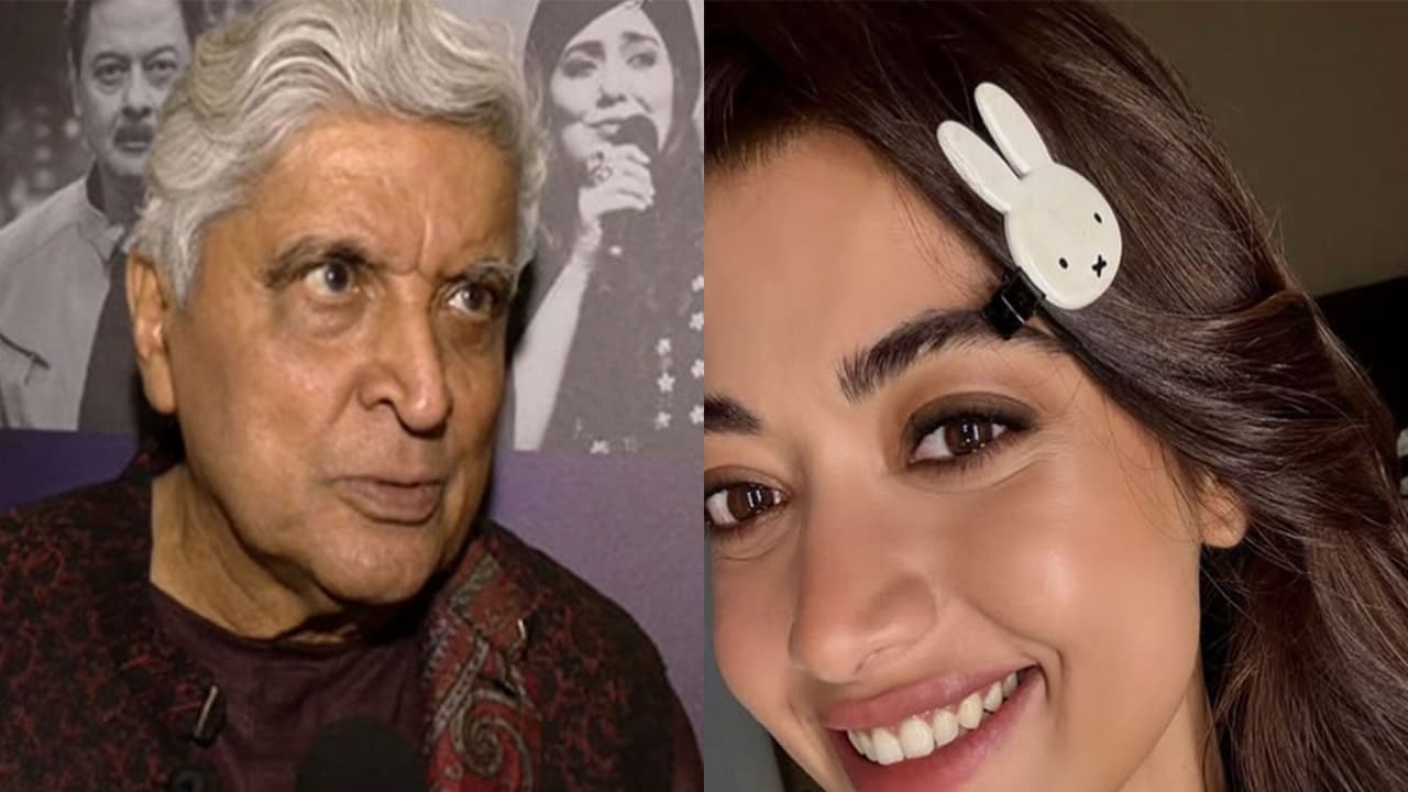 Lyricist Javed Akhtar (L) Rashmika Mandanna (R) (Photos/ANI/Instagram/rashmika_mandanna) Lyricist Javed Akhtar (L) Rashmika Mandanna (R) (Photos/ANI/Instagram/rashmika_mandanna)