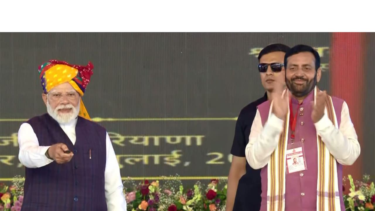 Prime Minister Narendra Modi along with Haryana CM Nayab Saini (Photo/ANI) Prime Minister Narendra Modi along with Haryana CM Nayab Saini (Photo/ANI)