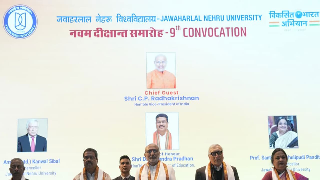 Vice President CP Radhakrishnan addresses 9th convocation of JNU (Photo/X@VPIndia) Vice President CP Radhakrishnan addresses 9th convocation of JNU (Photo/X@VPIndia)