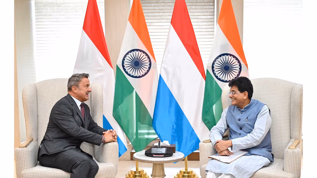 Union Commerce and Industry Minister Piyush Goyal meets his Luxembourg's counterpart Xavier Bettel (Photo/X/@PiyushGoyal) Union Commerce and Industry Minister Piyush Goyal meets his Luxembourg's counterpart Xavier Bettel (Photo/X/@PiyushGoyal)