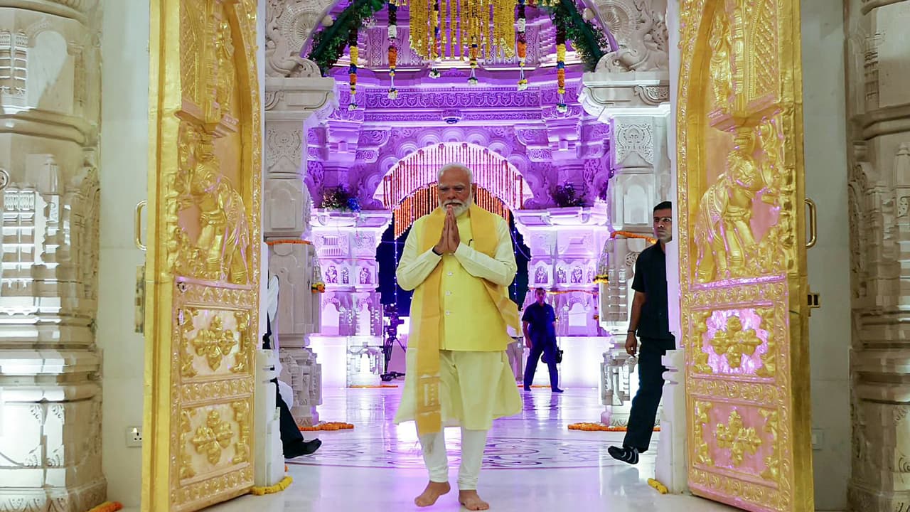 PM Narendra Modi at Ram Janmabhoomi Temple in 2024 (File Photo/ANI) PM Narendra Modi at Ram Janmabhoomi Temple in 2024 (File Photo/ANI)