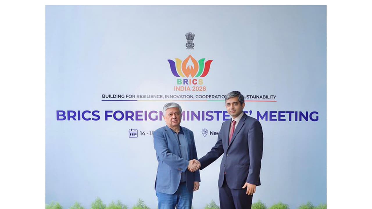 Uzbekistan Deputy Foreign Minister Aloyev Bakhromjon Joraboevich arrives in New Delhi ahead of the BRICS Foreign Ministers’ Meeting. (Photo: X/@MEAIndia) Uzbekistan Deputy Foreign Minister Aloyev Bakhromjon Joraboevich arrives in New Delhi ahead of the BRICS Foreign Ministers’ Meeting. (Photo: X/@MEAIndia)