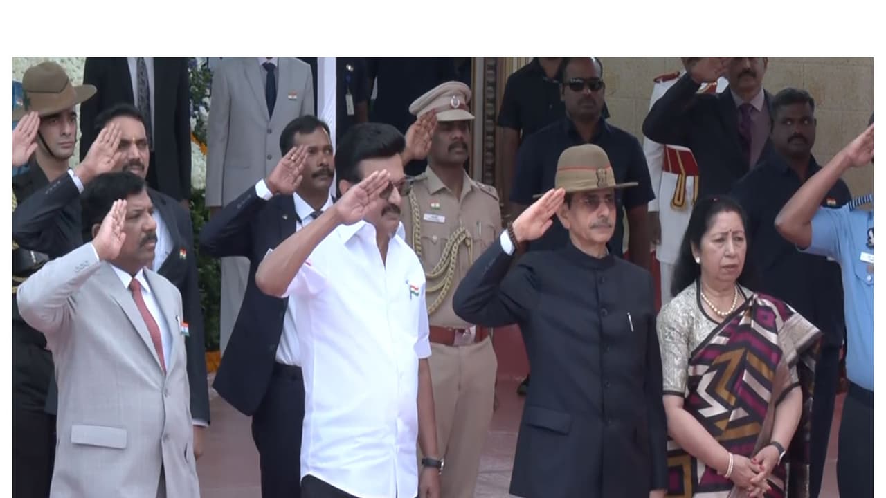 CM MK Stalin and Governor RN Ravi at Republic Day celebration in Chennai (Photo/ ANI) CM MK Stalin and Governor RN Ravi at Republic Day celebration in Chennai (Photo/ ANI)