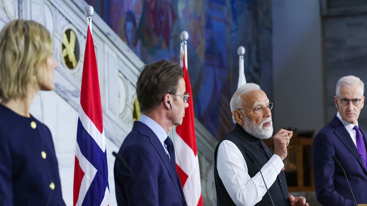 Prime Minister Narendra Modi speaks at the 3rd India Nordic Summit, in Oslo (Photo/DPR PMO) Prime Minister Narendra Modi speaks at the 3rd India Nordic Summit, in Oslo (Photo/DPR PMO)