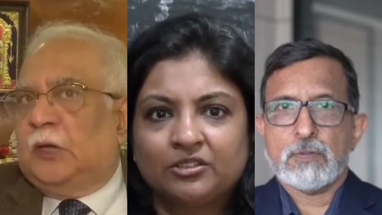 Manoranjan Sharma of Infomerics Ratings, Sneha Poddar, VP Research, Motilal Oswal Financial Services and Dharmakirti Joshi, Chief Economist, CRISIL Limited (Photo/ANI)