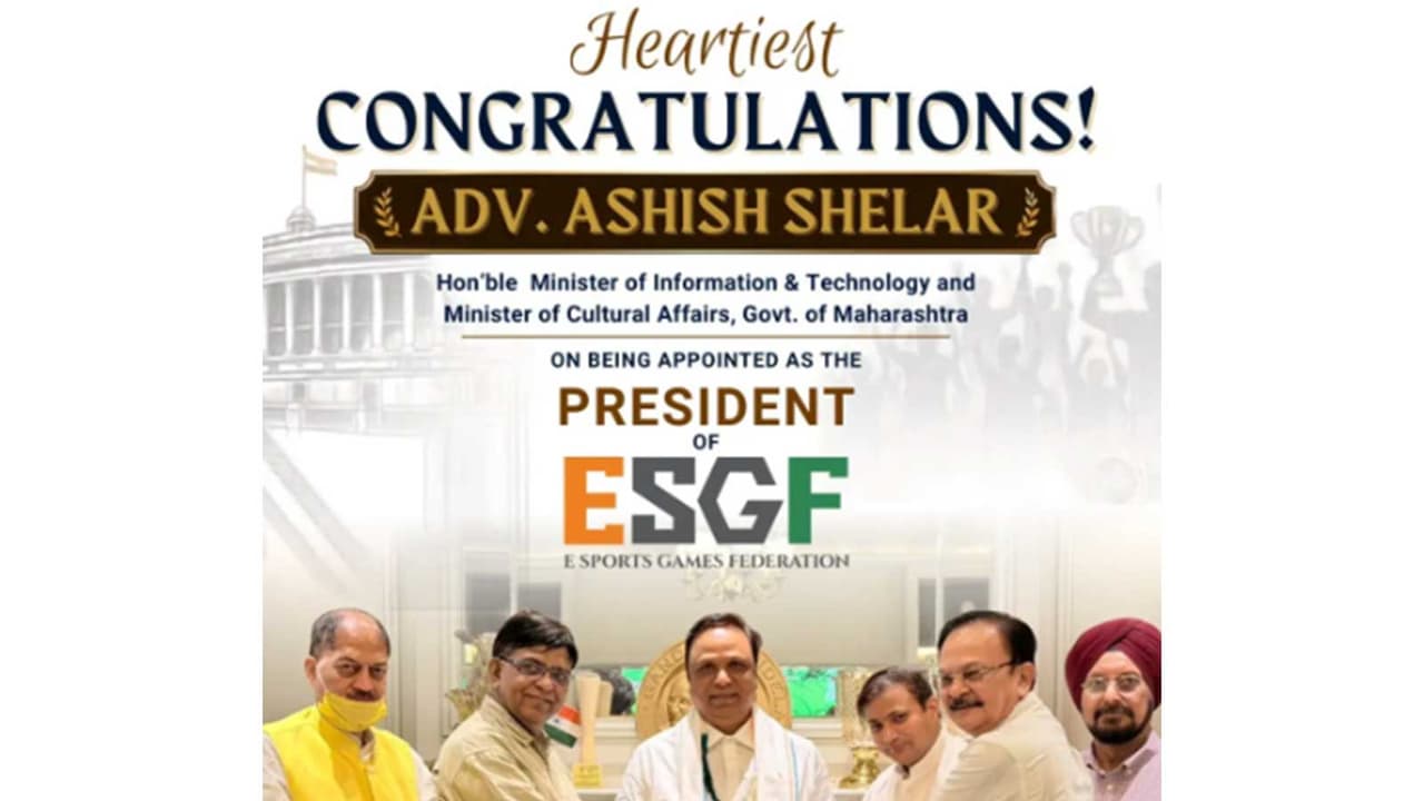 Ashish Shelar elected president of ESGF (Photo: Instagram/@esgfindia) Ashish Shelar elected president of ESGF (Photo: Instagram/@esgfindia)
