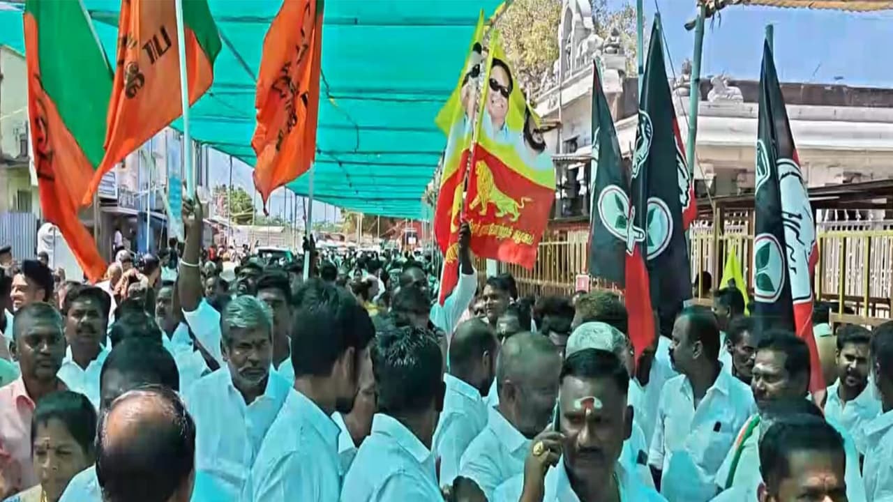 Tamil Nadu BJP President Nainar Nagendran's campaign in Rameswaram (Photo/ANI) Tamil Nadu BJP President Nainar Nagendran's campaign in Rameswaram (Photo/ANI)
