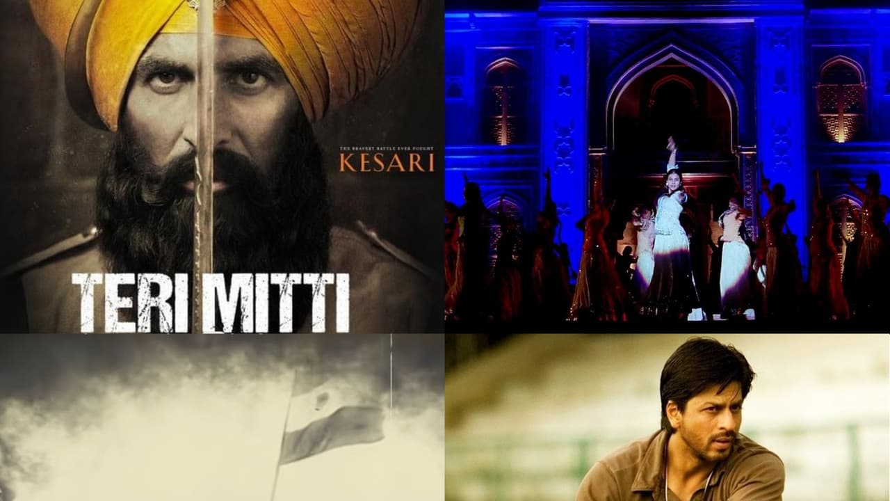 L R Teri Mitti (Photo/ZeeMusicCompany), Des Rangila (Photo/YRF), Vande Mataram (Photo/AR Rahman) and Chake De India song (Photo/YRF) L R Teri Mitti (Photo/ZeeMusicCompany), Des Rangila (Photo/YRF), Vande Mataram (Photo/AR Rahman) and Chake De India song (Photo/YRF)