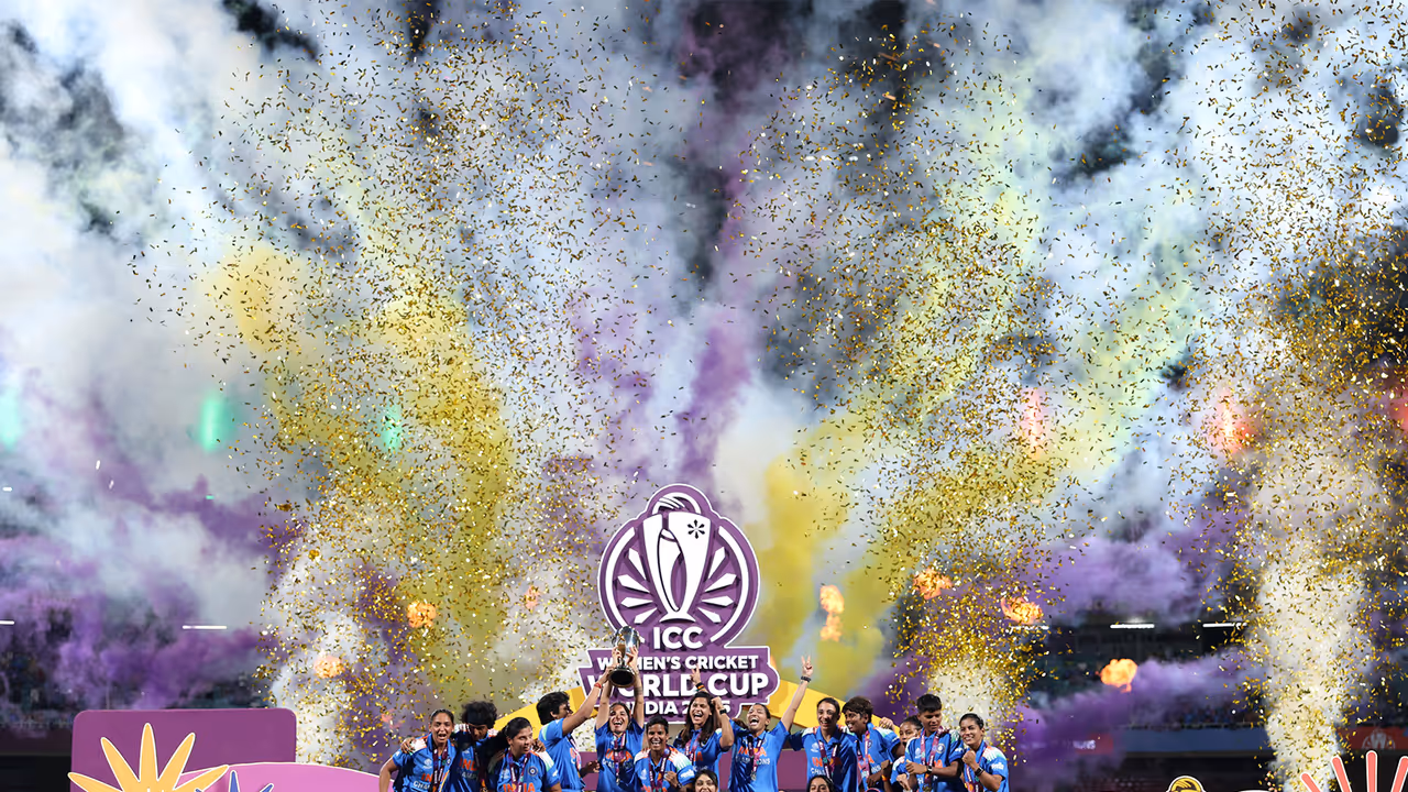 Team India celebrating with the World Cup trophy. (Photo: @BCCI Women X) Team India celebrating with the World Cup trophy. (Photo: @BCCI Women X)