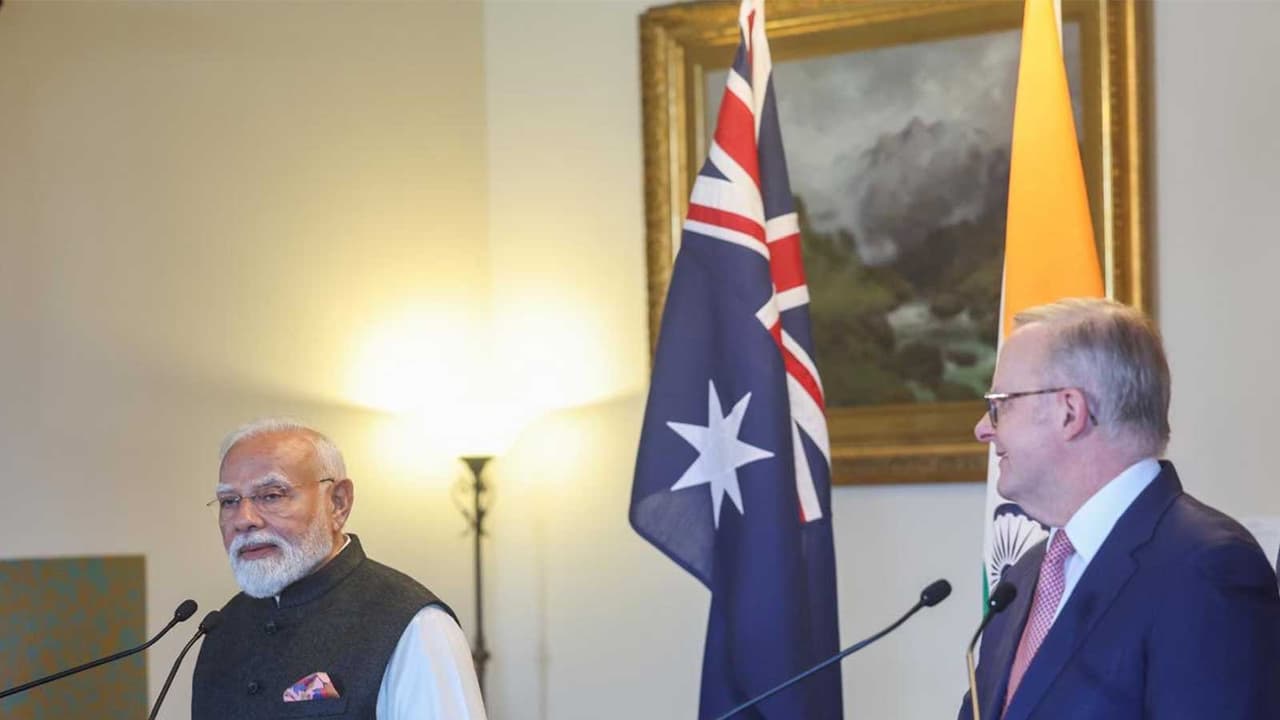 Prime Minister Narendra Modi and Australian Prime Minister Anthony Albanese address a joint press conference in Melbourne (Photo/X/@MEAIndia) Prime Minister Narendra Modi and Australian Prime Minister Anthony Albanese address a joint press conference in Melbourne (Photo/X/@MEAIndia)