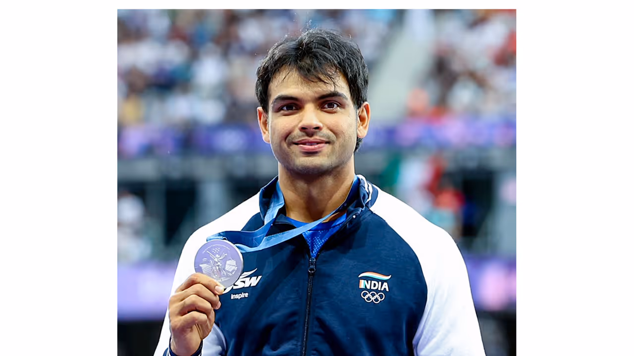 Neeraj Chopra poses with his silver medal at the Paris Olympics 2024. (File Photo/ANI) Neeraj Chopra poses with his silver medal at the Paris Olympics 2024. (File Photo/ANI)