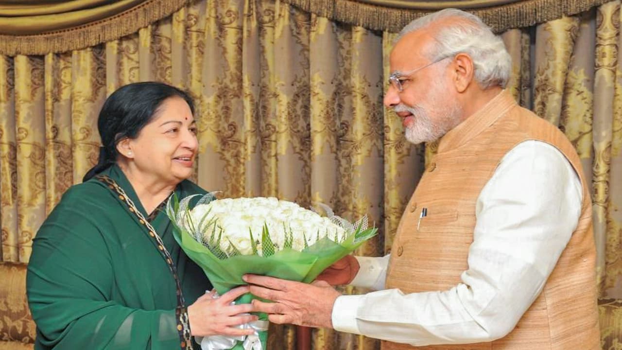 Prime Minister Narendra Modi with former Tamil Nadu Chief Minister J Jayalalithaa (File Photo/ANI) Prime Minister Narendra Modi with former Tamil Nadu Chief Minister J Jayalalithaa (File Photo/ANI)