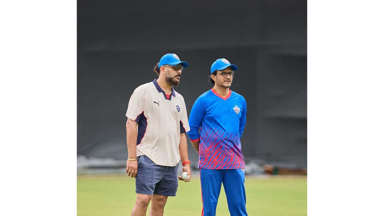 Yuvraj Singh with Sourav Ganguly (Photo: Delhi Capitals) Yuvraj Singh with Sourav Ganguly (Photo: Delhi Capitals)