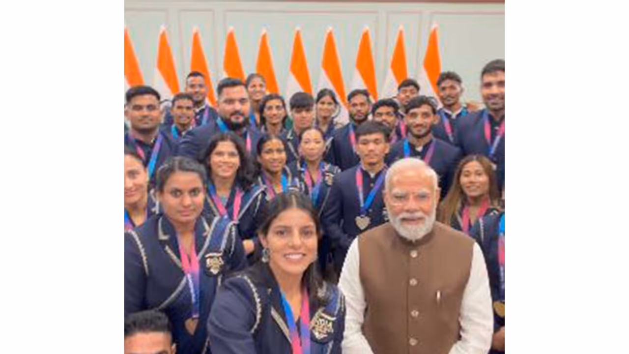 PM Narendra Modi with CWG 2026 medal winners in New Delhi. (Photo: X/ @narendramodi) PM Narendra Modi with CWG 2026 medal winners in New Delhi. (Photo: X/ @narendramodi)