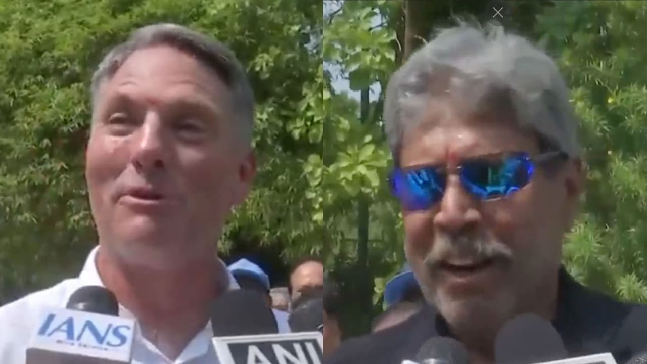 Richard Marles (left) and Kapil Dev (right) (Photo: ANI) Richard Marles (left) and Kapil Dev (right) (Photo: ANI)