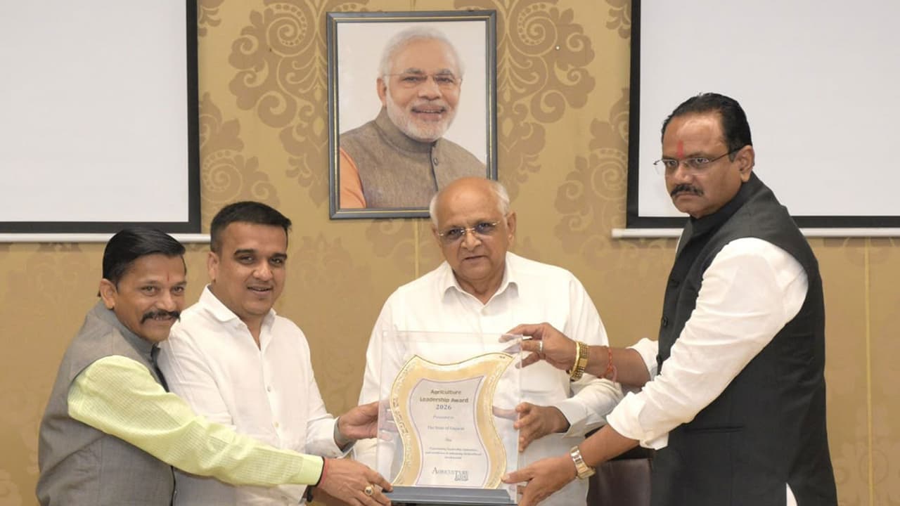 Gujarat Agriculture Minister Jitu Vaghani presents prestigious Agriculture Leadership Award 2026 at State Cabinet meeting (Photo/GujaratCMO) Gujarat Agriculture Minister Jitu Vaghani presents prestigious Agriculture Leadership Award 2026 at State Cabinet meeting (Photo/GujaratCMO)