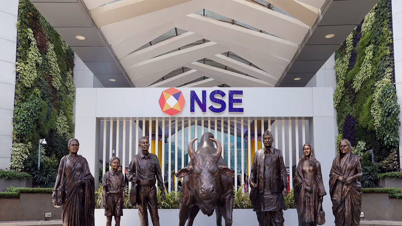 A view of the NSE atrium bull (File Photo/ANI) A view of the NSE atrium bull (File Photo/ANI)