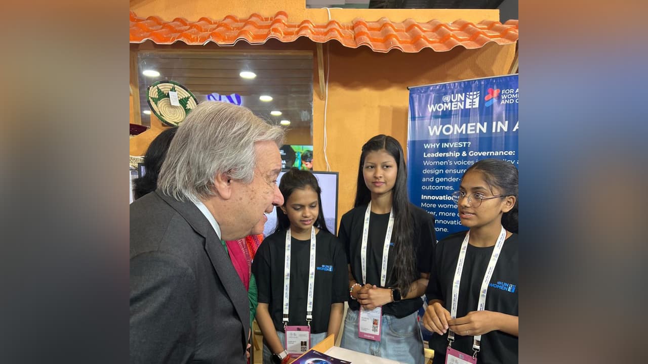United Nations Secretary General Antonio Guterres meeting with the young women in STEM at the India AI Impact Summit 2026 (Photo/X/@antonioguterres) United Nations Secretary General Antonio Guterres meeting with the young women in STEM at the India AI Impact Summit 2026 (Photo/X/@antonioguterres)