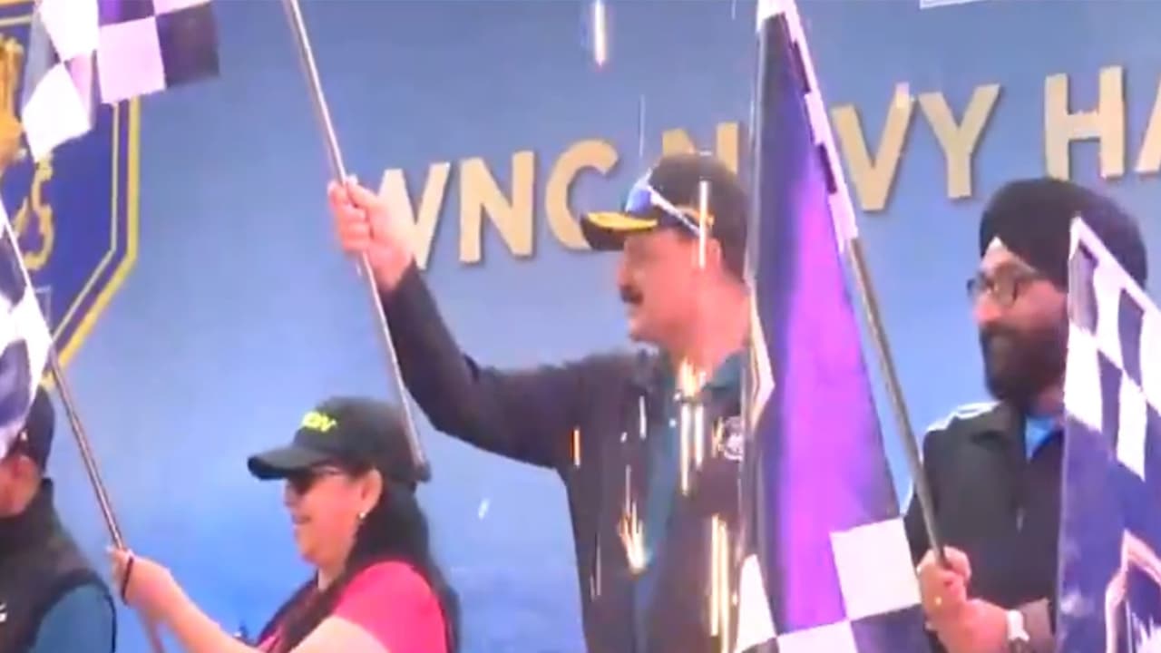 Admiral Dinesh K Tripathi flags off WNC Navy Half Marathon 2025 (Photo/ANI) Admiral Dinesh K Tripathi flags off WNC Navy Half Marathon 2025 (Photo/ANI)