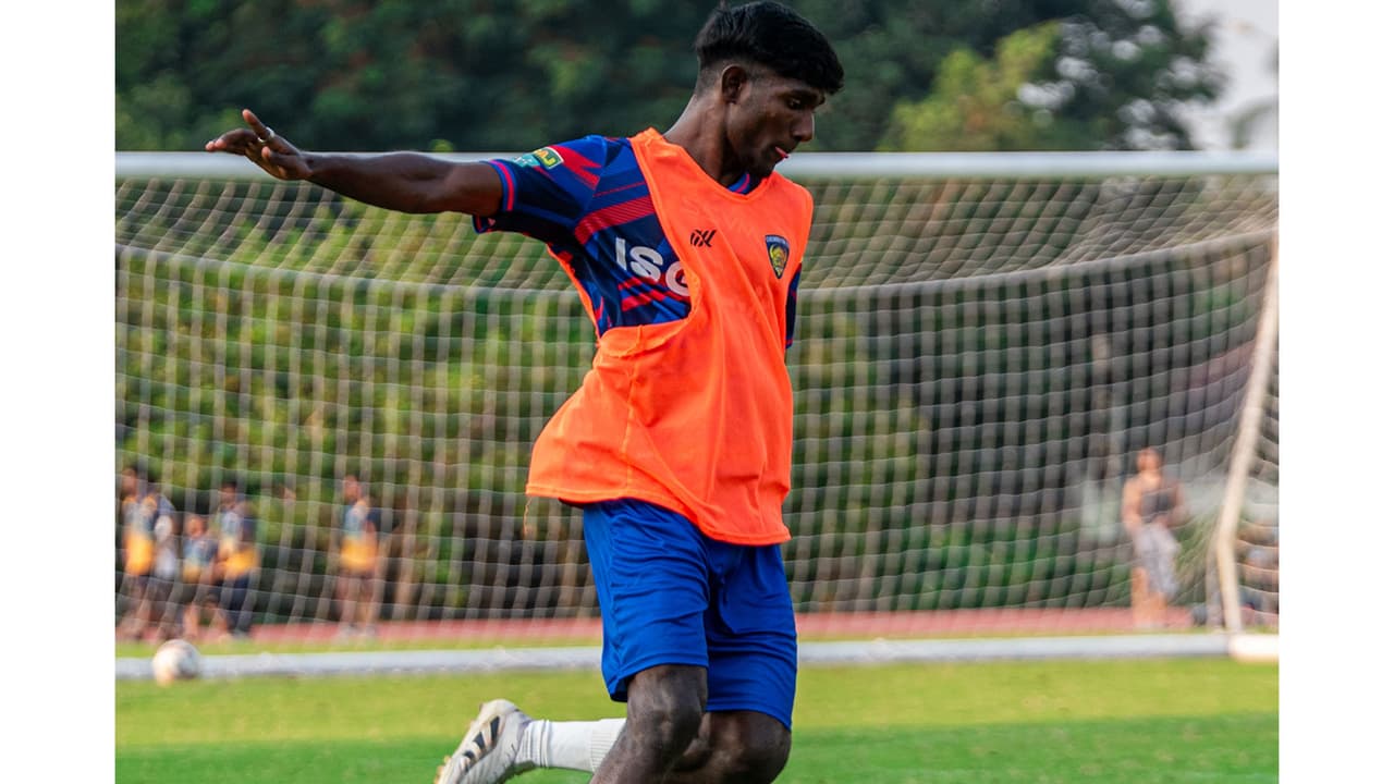 Chennaiyin FC's forward Prakadeswaran during a training session (Photo: Chennaiyin FC) Chennaiyin FC's forward Prakadeswaran during a training session (Photo: Chennaiyin FC)