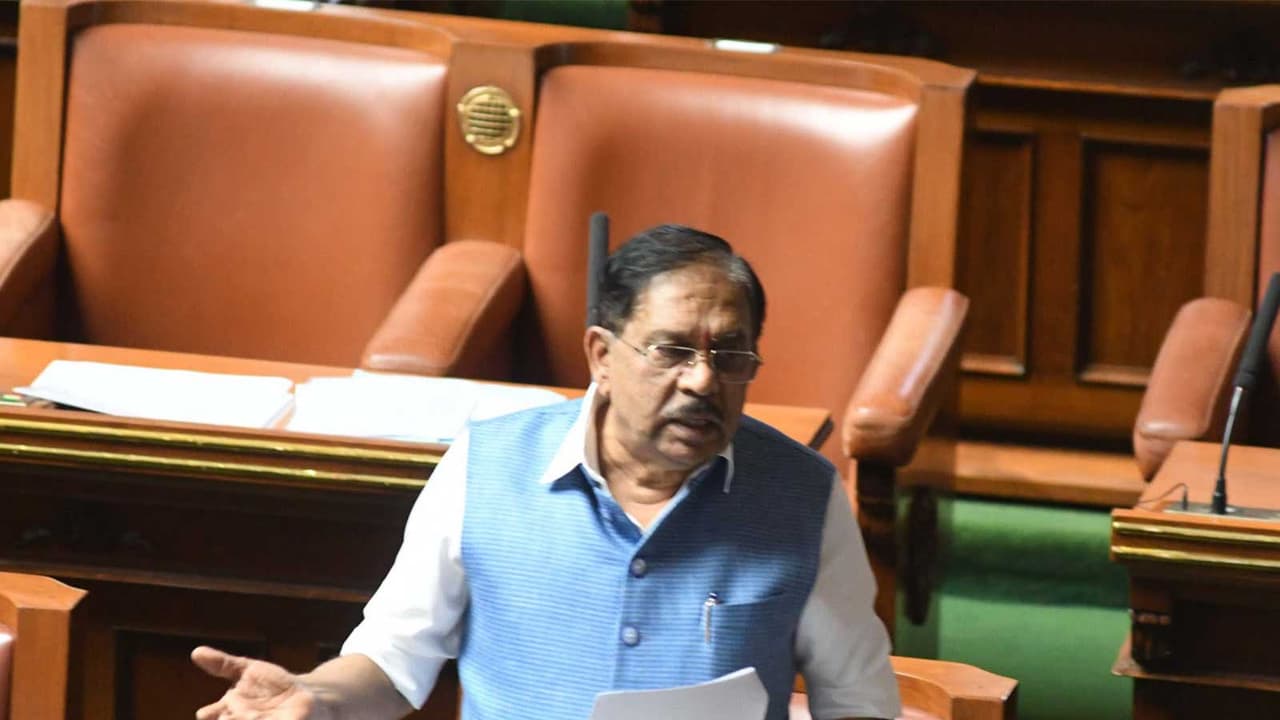 Karnataka Deputy Chief Minister G Parameshwara addresses the Legislative Assembly during a discussion on the state's financial position and drought situation in Bengaluru. (Photo: ANI) Karnataka Deputy Chief Minister G Parameshwara addresses the Legislative Assembly during a discussion on the state's financial position and drought situation in Bengaluru. (Photo: ANI)