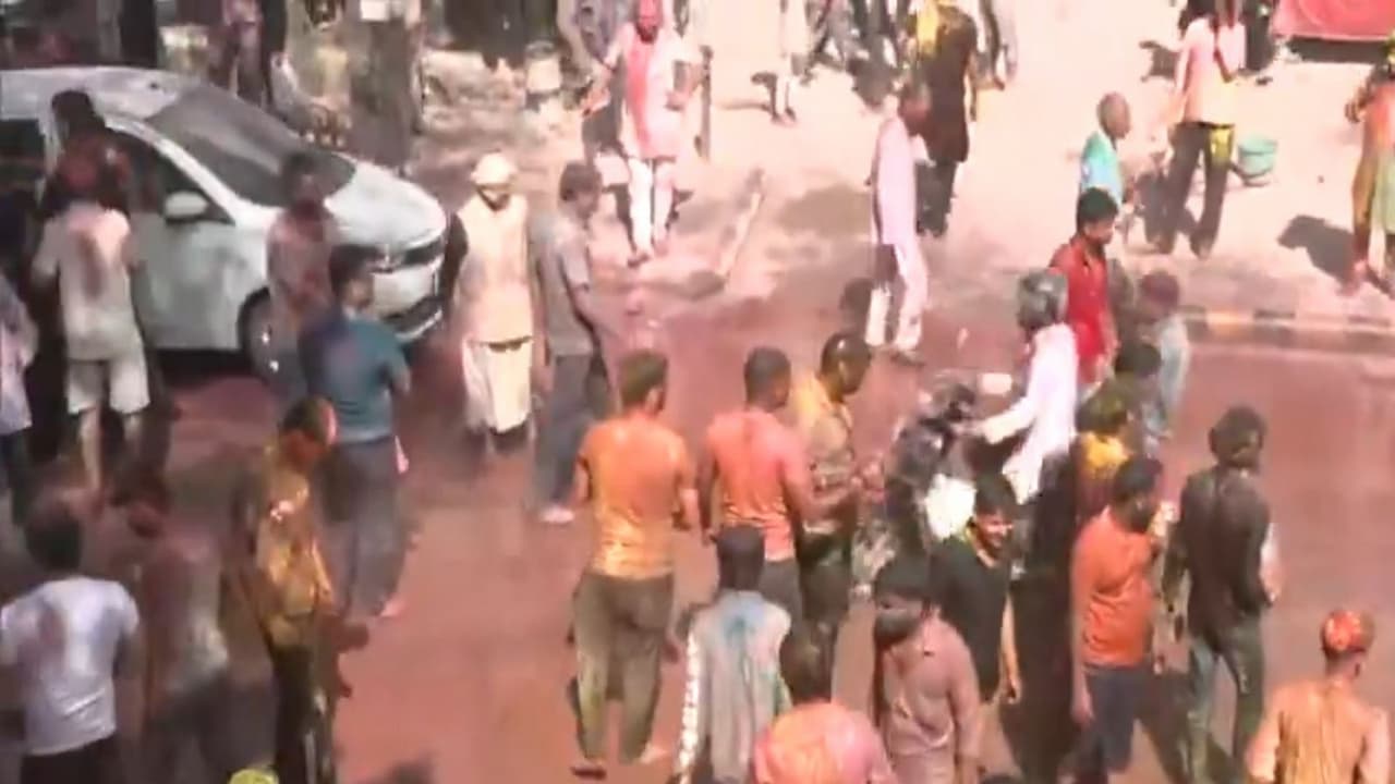 People in Vridavan Celebrating Holi People in Vridavan Celebrating Holi