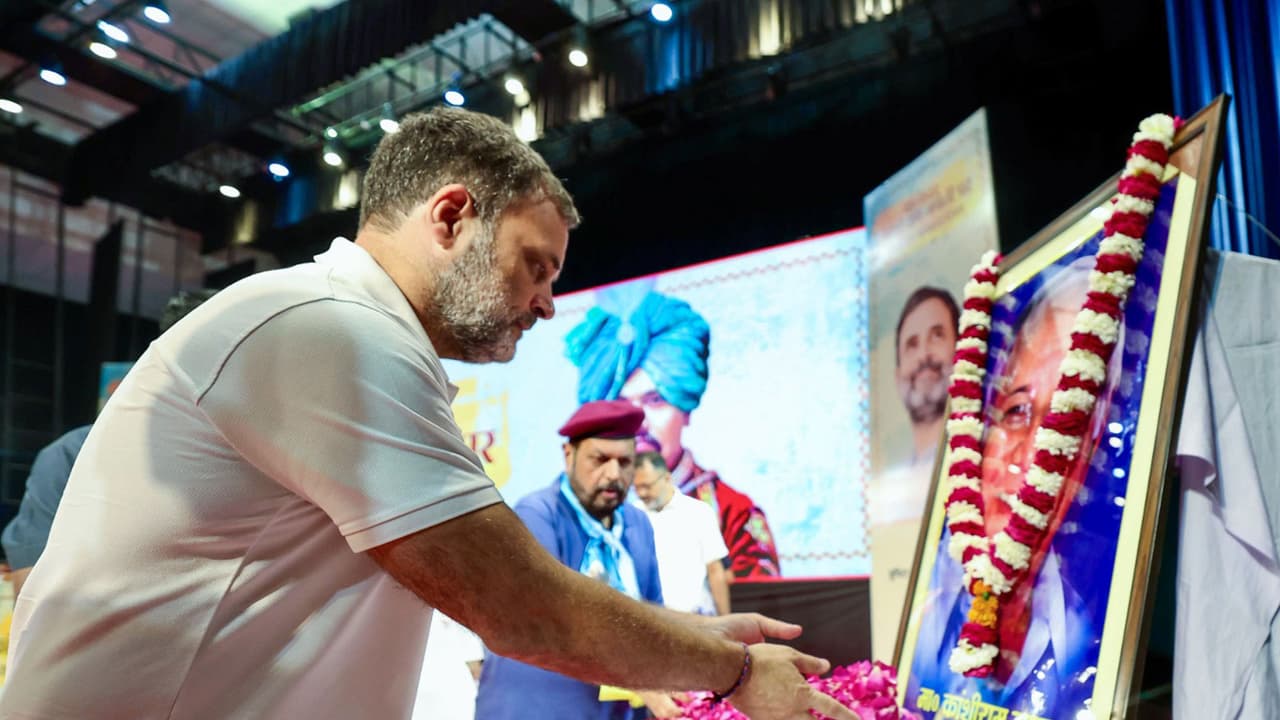 Rahul Gandhi pays tribute to BSP founder Kanshi Ram (Photo/ANI) Rahul Gandhi pays tribute to BSP founder Kanshi Ram (Photo/ANI)